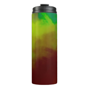 Gepinselte abstrakte Hintergrundmalerei. Pinselstr Thermosbecher