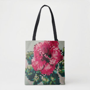 Gepixelter Hibiskus mit Minz-Hintergrund
