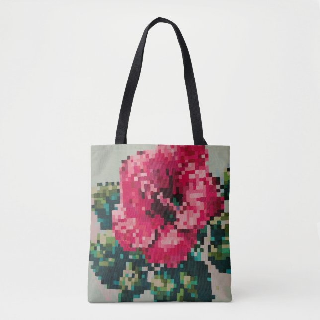 Gepixelter Hibiskus mit Minz-Hintergrund (Vorderseite)