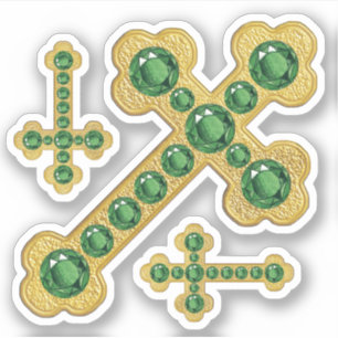 Geplante Kreuze mit 12 Imitaten Emeralds - Contour Aufkleber