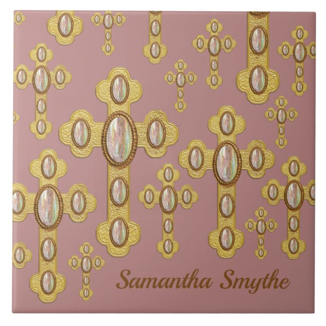 Geplante Kreuze mit 6 Imitate Opals - Fliese (Vorderseite)