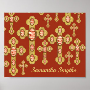 Geplante Kreuze mit 6 Imitaten Roten Agates - Poster