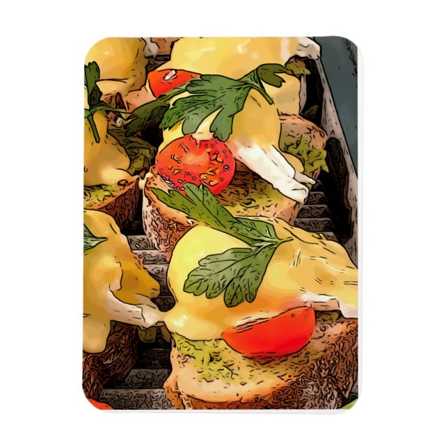 Gepochene Eier mit Avocado auf Toast Magnet (Vertikal)
