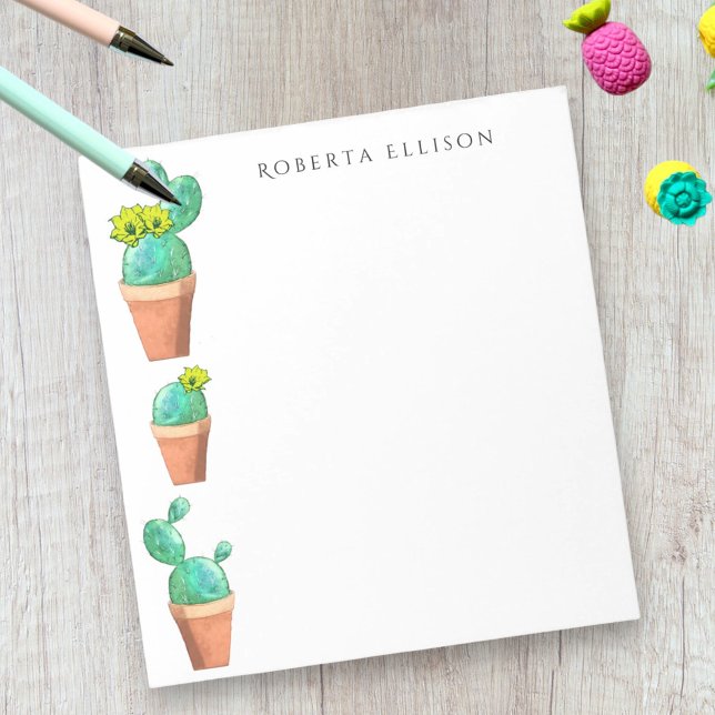 Gepottete Kakteen Gelbe Blüten Notizblock (cactus border note pad)