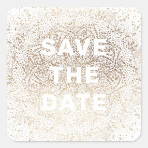 Geprägt   Formal Eleganter Schnee White Gold Foil Quadratischer Aufkleber