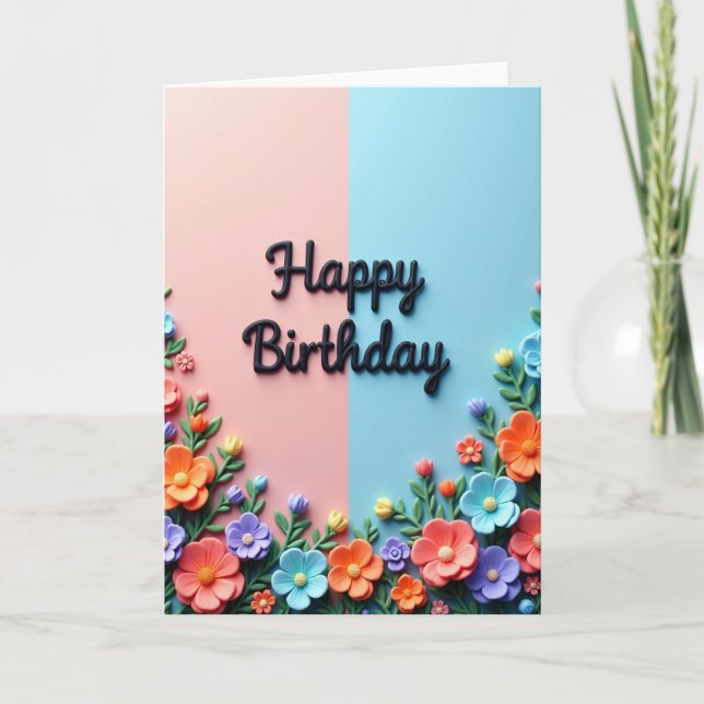 Geprägte Florale Schrift Karte (Vorderseite)