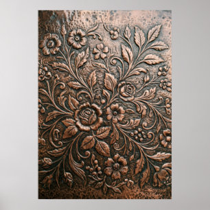 Geprägte Kupfer-Blumenrelief-Kunst Poster