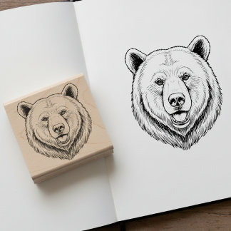Geprägter Bärenkopf Holz-Kunststempel Gummistempel