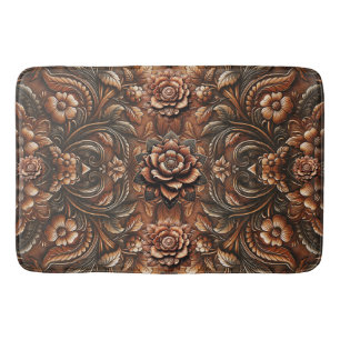 Geprägter vintage-blumenfarbener Kunstleder-Look Badematte