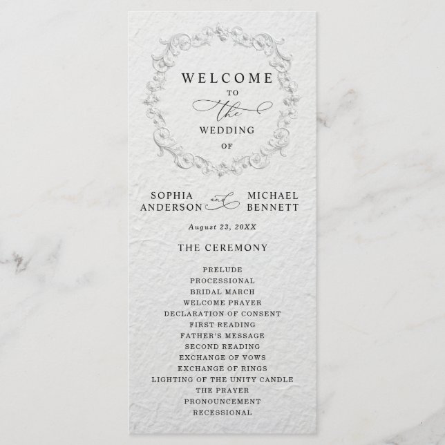 Geprägtes Blumenhochzeitsprogramm Programm (Vorderseite)