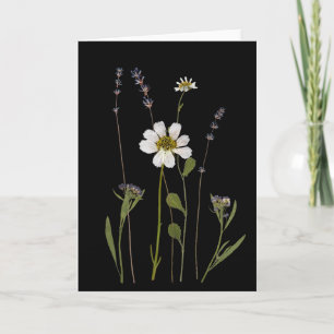 Gepreßte Blumen-Grußkarte Schwarz Karte