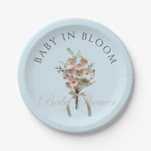 Gepresste Wildblumen-Baby-in-Bloom-Boho-Baby-Party Pappteller