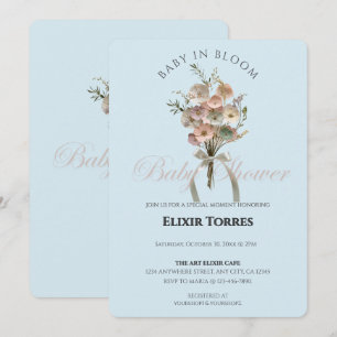 Gepresste Wildblumen-Baby-in-Blüte-Boho-Baby-Party Einladung