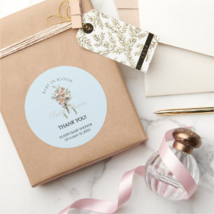 Gepresste Wildblumen-Baby-in-Blüte-Boho-Baby-Party Runder Aufkleber