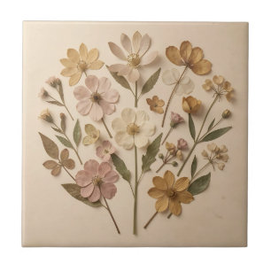 Gepresste Wildblumen Botanisches Bouquet Vintage Fliese