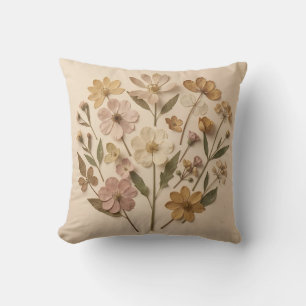 Gepresste Wildblumen Botanisches Bouquet Vintage Kissen