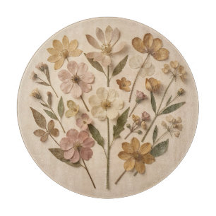 Gepresste Wildblumen Botanisches Bouquet Vintage Schneidebrett