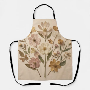 Gepresste Wildblumen Botanisches Bouquet Vintage Schürze