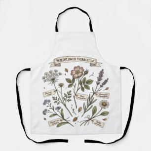Gepresste Wildblumen Herbarium Vintage Botanical C Schürze