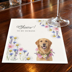 Gepresste Wildblumen-Hunde-Foto Prost auf meine Me Serviette