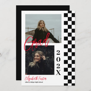 Geprüftes B&W mit rotem Abschluss Einladung