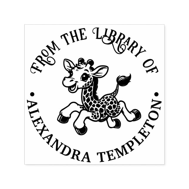 Gepunktet Baby Giraffe Library Book Name Embosser Permastempel (Design)