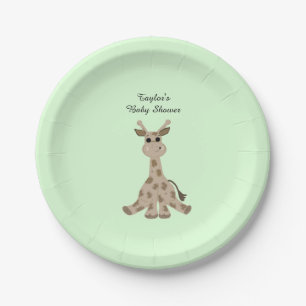 Gepunktet Brown Giraffe Babydusche Pappteller
