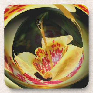 Gepunktet-Gelbe Lilie Abstrakte Blumenstrasse Cork Untersetzer