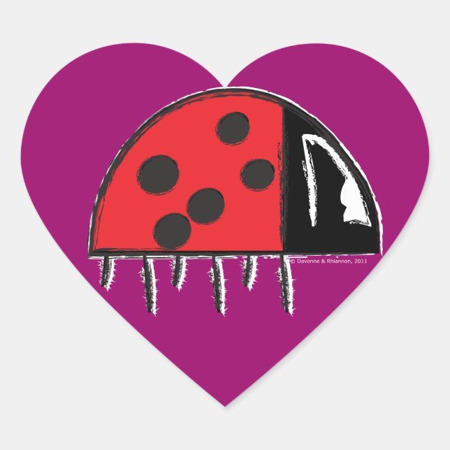 "Gepunktet" Ladybug Heart Sticker (Vorderseite)