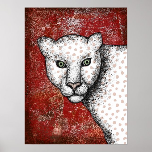 Gepunktet Leopard sagt: Hey Poster Wall Art (Vorne)