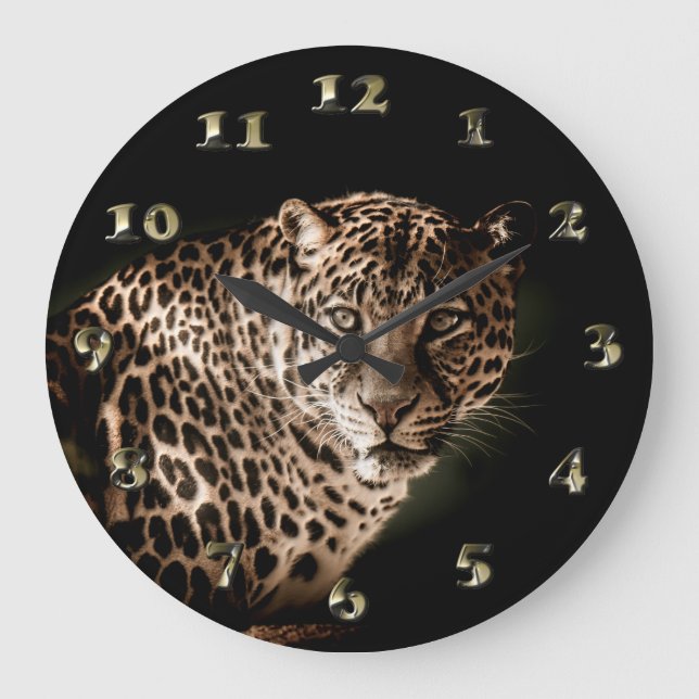Gepunktet Leopard Starring Große Wanduhr (Vorderseite)