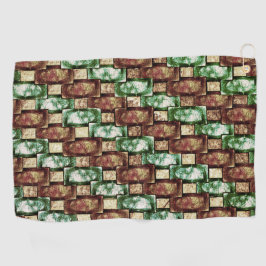 Gepunktete, braun-grüne rechteckige Stücke Golfhandtuch