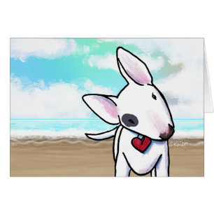 Gepunktete Bull Terrier Beach Card