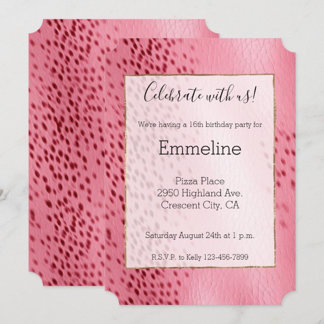 Gepunktete Farbe Rosa Einladung (Vorne/Hinten)