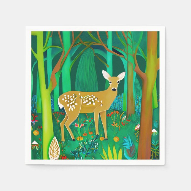 Gepunktete Fauna in einem Fantasy-Wald Serviette (Vorderseite)