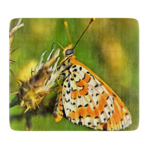 Gepunktete Fritillary Orange und White Butterfly Schneidebrett