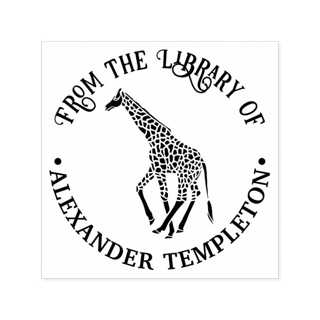 Gepunktete Giraffe Silhouette Bibliotheksname Permastempel (Design)