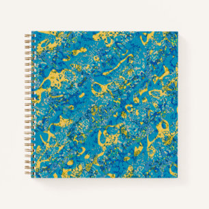 Gepunktete grafische Abstraktion von Blau und Gelb Notizbuch