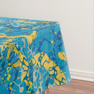 Gepunktete grafische Abstraktion von Blau und Gelb Tischdecke