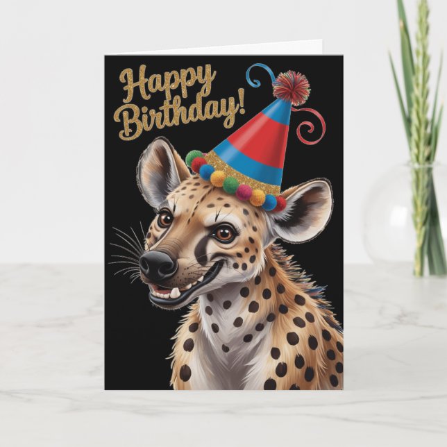 gepunktete Hyena mit Geburtshut Karte (Vorderseite)