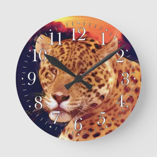 Gepunktete Jaguar Big Cat Wildlife Wall Uhr (Vorderseite)