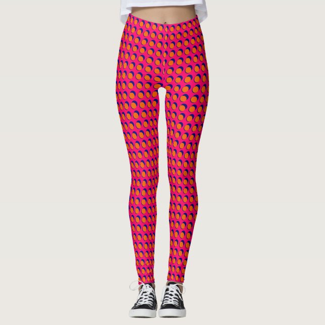 Gepunktete Leggings in Rosa Orange (Vorderseite)