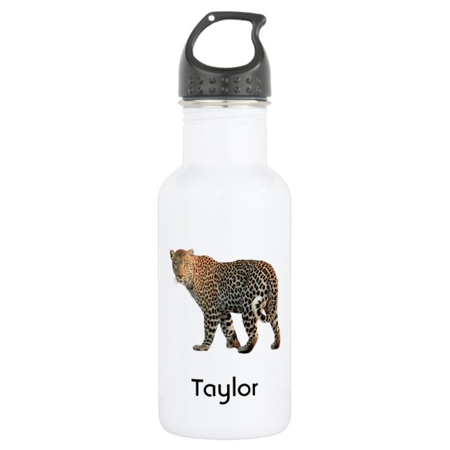 Gepunktete Leopard Wild Cat Fotografie Trinkflasche (Vorderseite)
