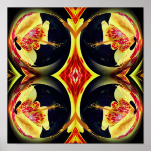 Gepunktete Liege Floral Mirror Abstrakte Kunst Poster