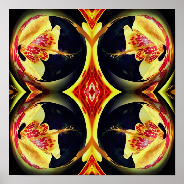 Gepunktete Liege Floral Mirror Abstrakte Kunst Poster (Vorne)