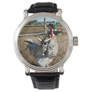 **"Gepunktete Majestät: The Speckled Farm Rooster" Armbanduhr
