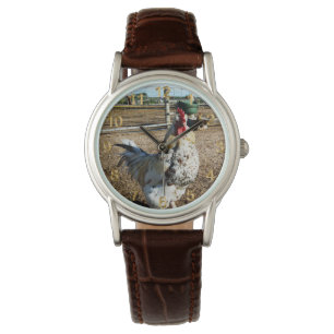**"Gepunktete Majestät: The Speckled Farm Rooster" Armbanduhr