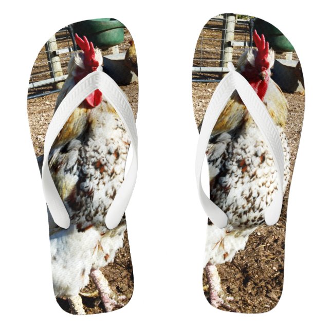 **"Gepunktete Majestät: The Speckled Farm Rooster" Flip Flops (Fußbett)