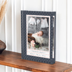 gepunktete Marine   Baby Birth Stats & Fotoblock