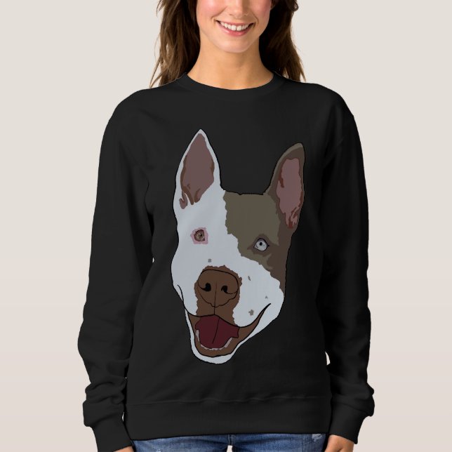 gepunktete Ohrbraun-Weiße Pitbulle Sweatshirt (Vorderseite)